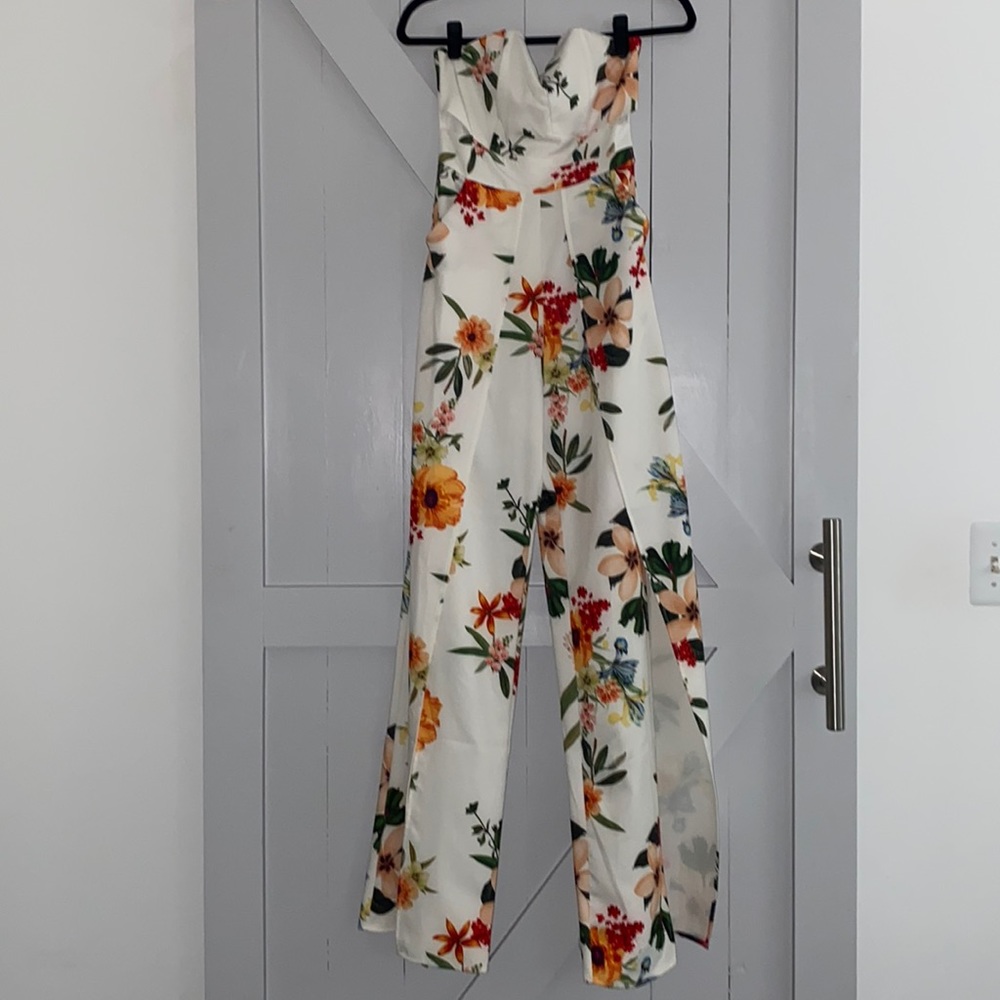 White floral jumpsuit